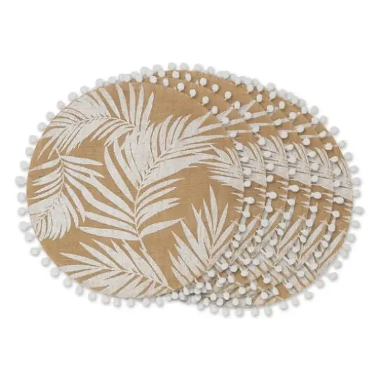 White Fern Print On Natural Round Jute Placemat (Set of 6) {1}