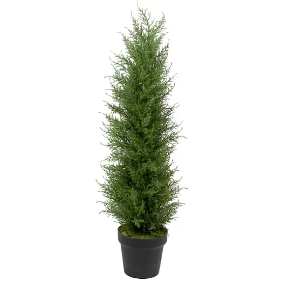 3ft. Unlit Artificial Cedar Pine Petite Arborvitae Tree in Round Pot {1}
