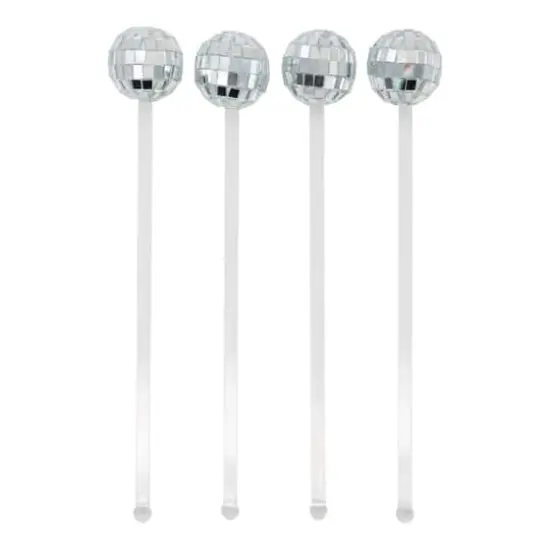 Silver Disco Ball Drink Stirrers, 4ct. by Ashland&reg; {1}