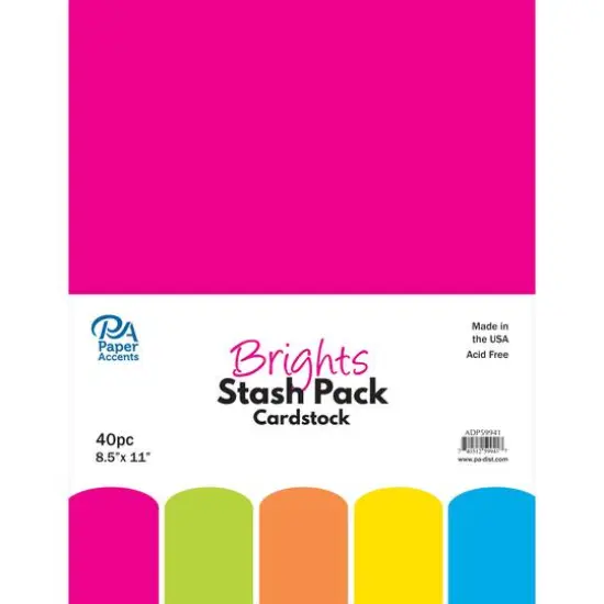 PA Paper&trade; Accents Brights Stash Pack 8.5" x 11" Cardstock, 40 sheets {1}