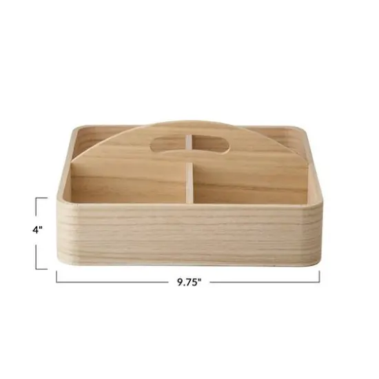 Hello Honey&reg; 9.75" Natural Quartet Sectional Paulownia Wood Organizer {6}