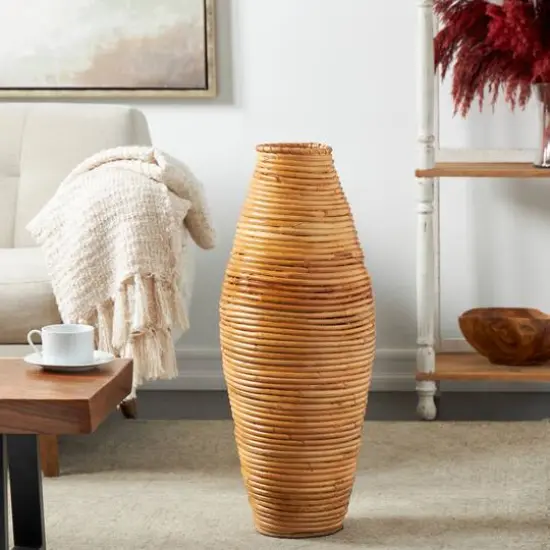 28" Brown Rattan Handmade Wrapped Vase {11}
