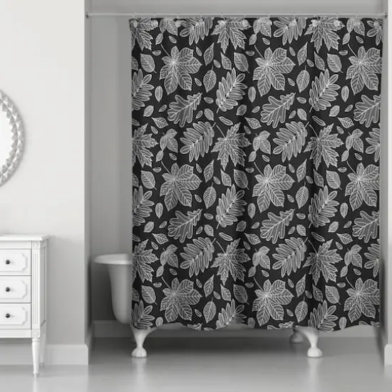 Leaves Shower Curtain Black {1}