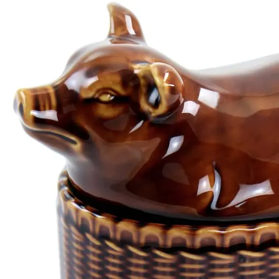 Martha Stewart 6" Brown Ceramic Pig Oval Baker {4}