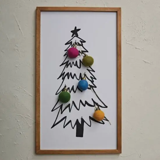 Hello Honey® 26" Black & White Tree with 9 Hooks Wood Framed Wall Décor {3}