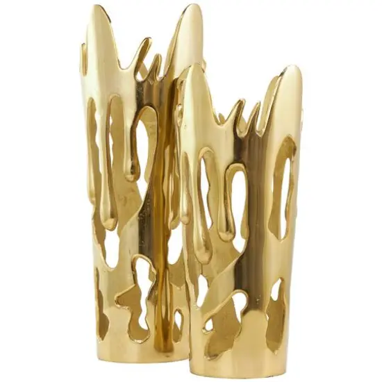 Gold Aluminum Drip Vase with Melting Designed Body Set {5}
