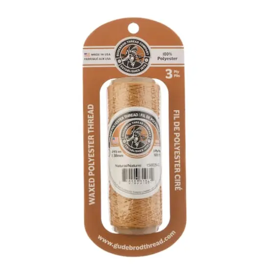 Gudebrod 0.015" Waxed Polyester Thread Natural {1}