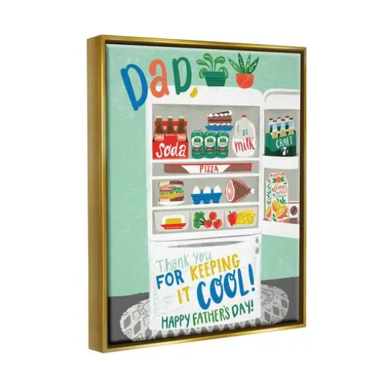 Stupell Industries Keeping It Cool Father's Day Floater Framed Art Gold {4}