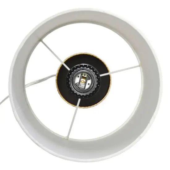 Simple Designs 18.5" Hammered Metal Container Base Table Lamp with USB Charging Port White/Gold {13}