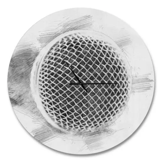 Designart 'Microphone In Pencil Sketch Modern Wall Clock {1}