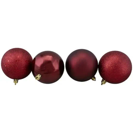 60ct Burgundy Red Shatterproof 4-Finish Ball Ornaments {5}
