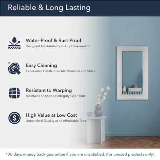 Head West 29" Chrome & White Tile Textured Frame Vanity Mirror {5}