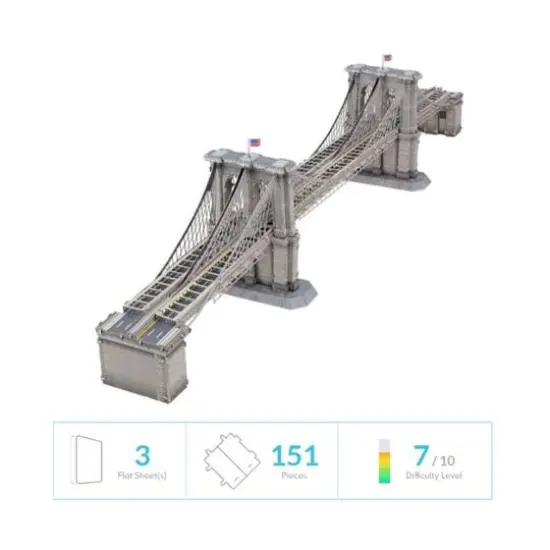 Metal Earth Premium Series 3D Metal Model Kit - Brooklyn Bridge {11}