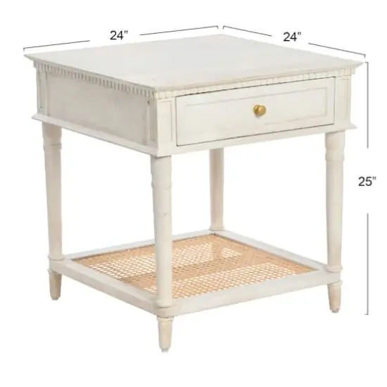 Hello Honey® 25" Maxwelton Solid Wood End Table with Drawer White {5}
