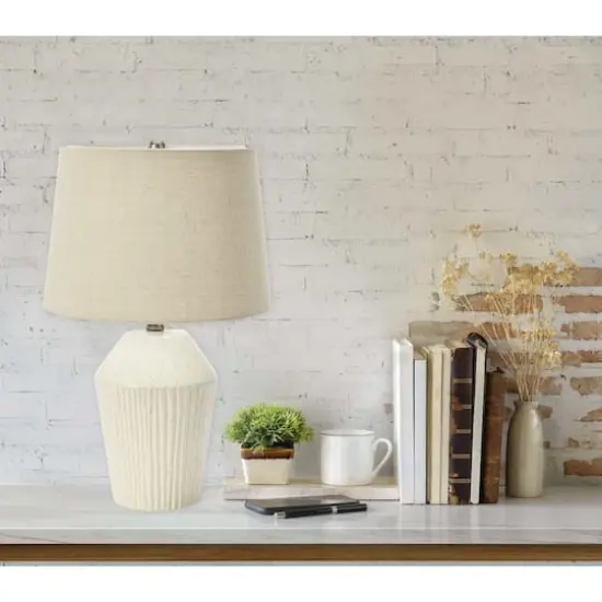 Hello Honey&reg; 21" Round Stoneware Desk Lamp White {4}