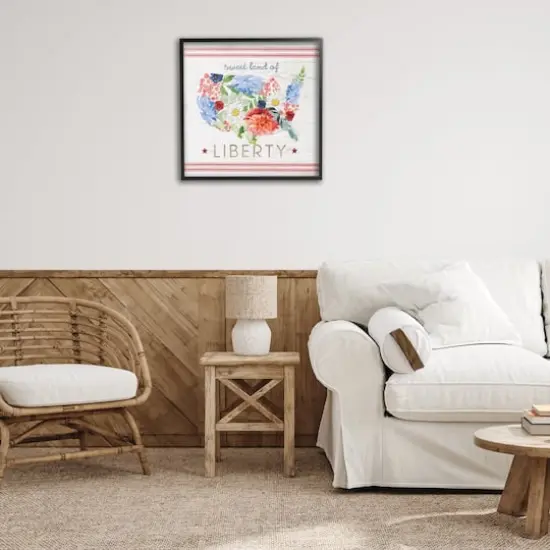 Stupell Industries Sweet Land Of Liberty Floral USA Framed Giclee Art Black {3}