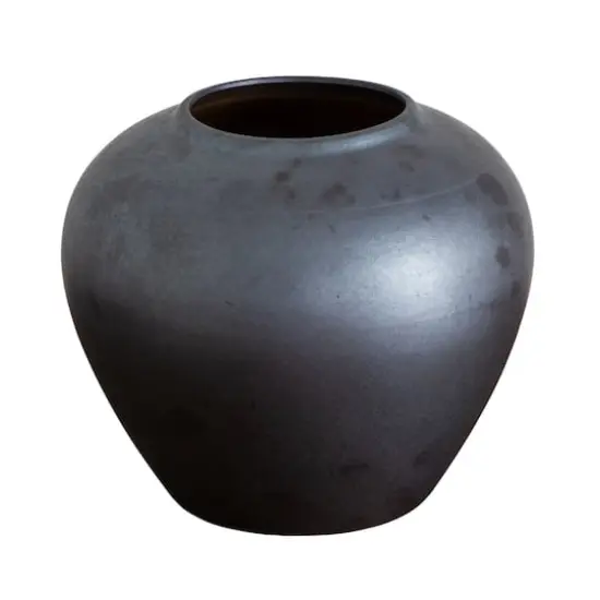 7in. Black Round Urn Vase {1}