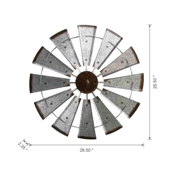 Glitzhome&reg; 28.5" Galvanized Metal Wind Spinner Wall D&eacute;cor {10}