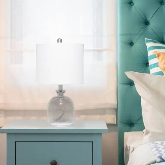 Lalia Home 20" Smokey Gray Hammered Glass Jar Table Lamp Smokey Gray and White Shade {6}