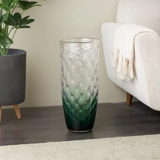 20" Green Ombre Handmade Glass Vase {3}