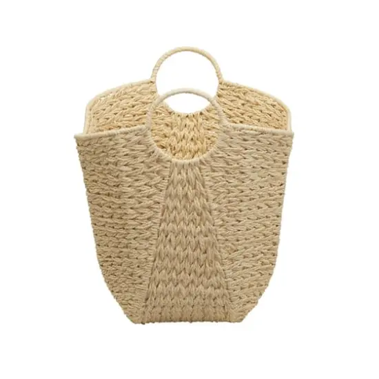 Household Essentials 17.5" Woven Paper Rope Basket with Handles White {5}