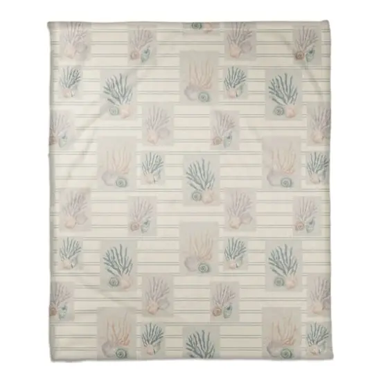 Shell Panels Coral Fleece Blanket Blue Stripe {1}