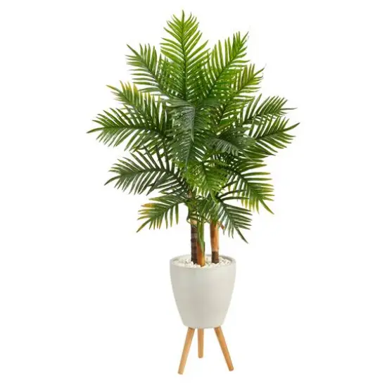 5ft. Areca Palm Tree in White Planter with Stand {1}