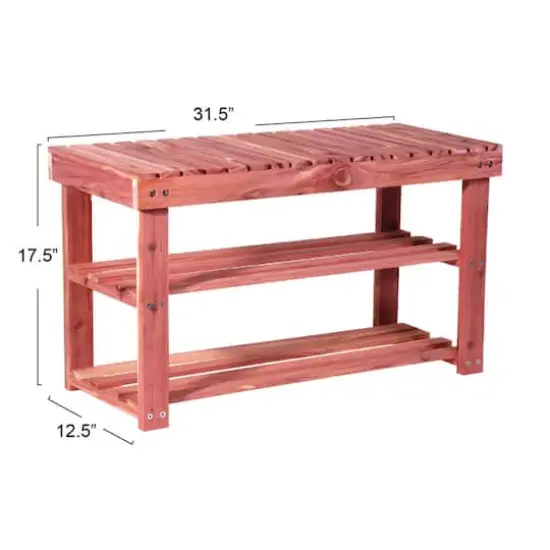 Household Essentials CedarFresh 18" 2-Tier Cedar Shoe Rack and Seat Bench {4}
