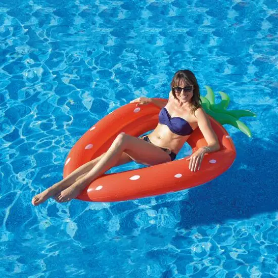 66" Jumbo Strawberry Mesh Lounger Pool Float {3}