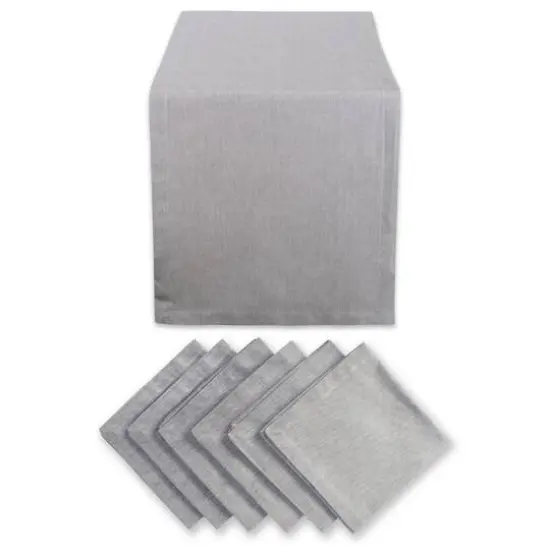 DII&reg; Solid Chambray Table Runner & Napkins Set Gray {1}