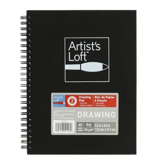 Black Hard Cover Drawing Pad by Artist's Loft&trade;, 5.5" x 8.5"  {7}