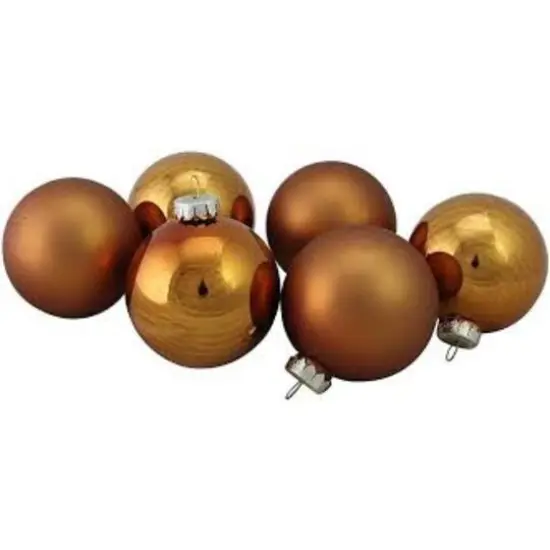 6ct. Bronze & Amber 2-Finish Glass Ball Ornaments {4}