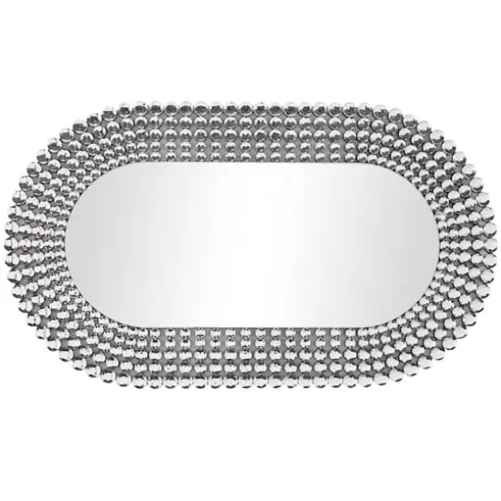 Silver Glass Radial Crystal Frame Wall Mirror 28" x 1" x 48" {3}