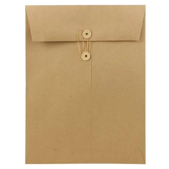 JAM Paper 9" x 12" Premium Brown Kraft Button & String Booklet Envelopes, 50ct. {1}