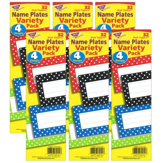 Trend Enterprises&reg; Polka Dots Desk Toppers&reg; Name Plates, 6 Packs of 32 {1}