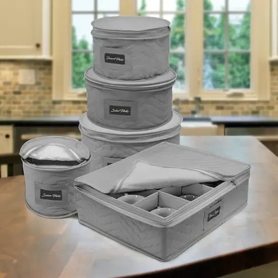 Sorbus 5-Piece Dinnerware Storage Set Gray {3}