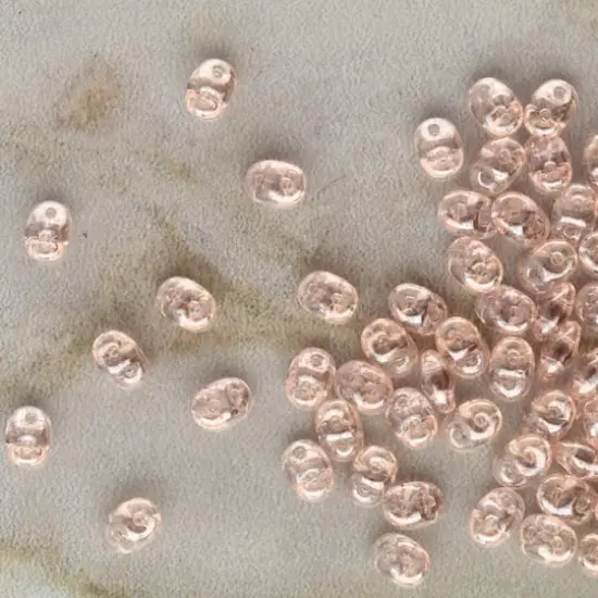 Superduo Two-Hole Czech Glass Beads Rosaline White Luster {3}