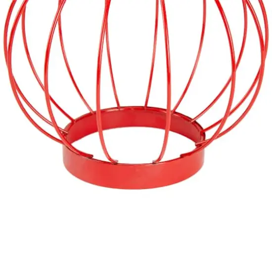 6.5" Outdoor Hanging LED Solar Lantern with Handle Red {5}