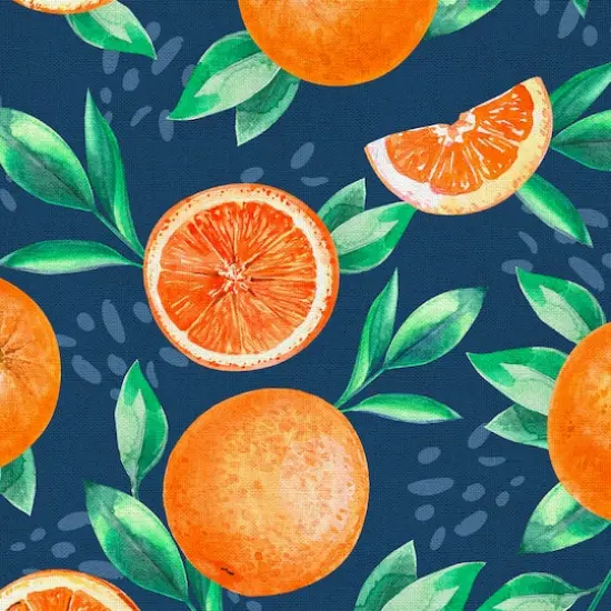 Fabric Editions Navy Orange Grove Cotton Fabric {4}