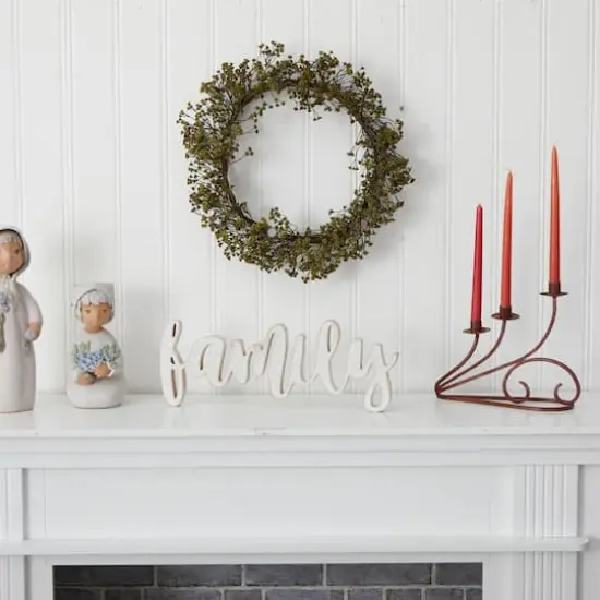 20" Autumn Baby's Breath Artificial Wreath {5}