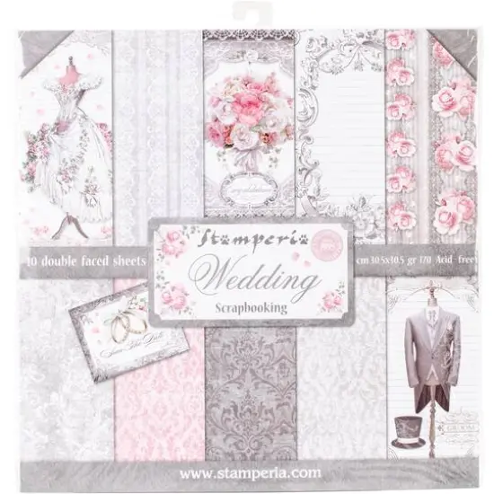 Stamperia Wedding Double-Sided Paper Pad, 12'' x 12'' {3}