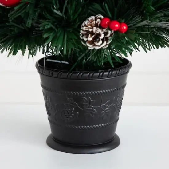 3ft. Pre-Lit Fir Artificial Christmas Tree in Planter, Clear Fiber Optic Lights {4}