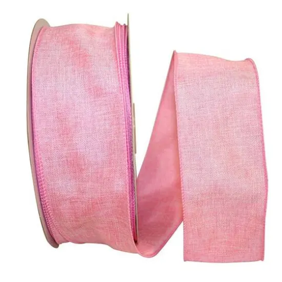 JAM Paper 2.5" x 50yd. Linen Wired Ribbon Pink {1}