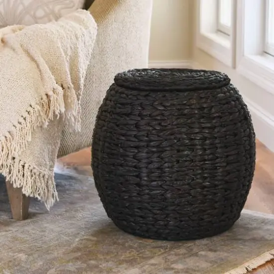 Household Essentials 19" Woven Hyacinth Storage End Table Brown {4}
