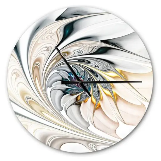 Designart White Stained Glass Floral Art Modern Wall Clock {1}