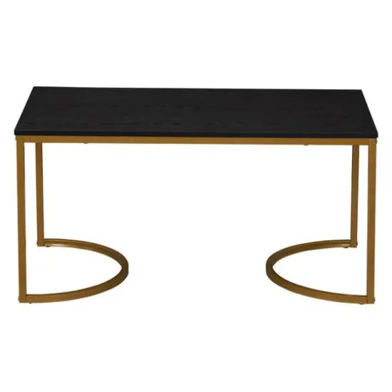 Household Essentials 39" Half Moon Rectangular Coffee Table Black {7}