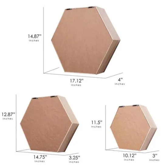 American Art Decor Natural Honeycomb Floating Wood Wall Shelves Set {8}