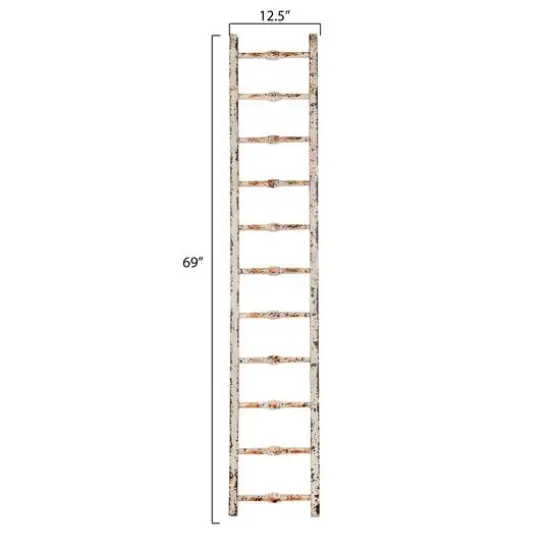 Hello Honey&reg; 6ft. Distressed White Decorative Wood Ladder {8}