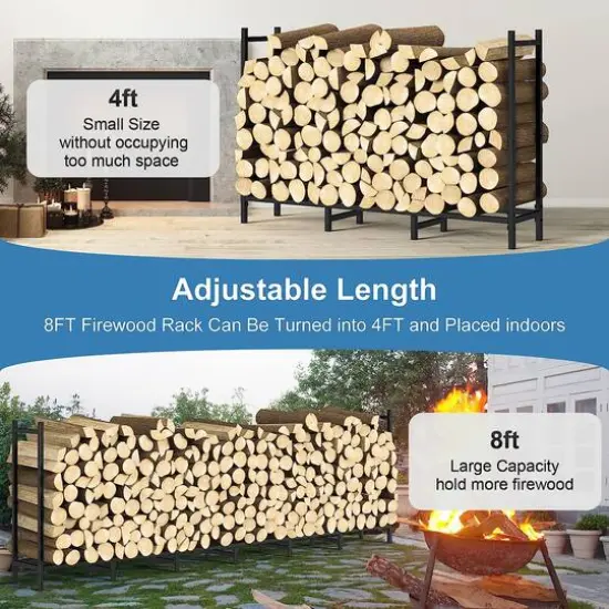 NEX&trade; 8ft. Metal Outdoor Firewood Rack {7}