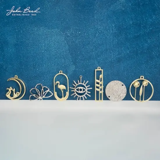 John Bead Silver Round Circle with 2 Holes Pendants, 8ct. {3}